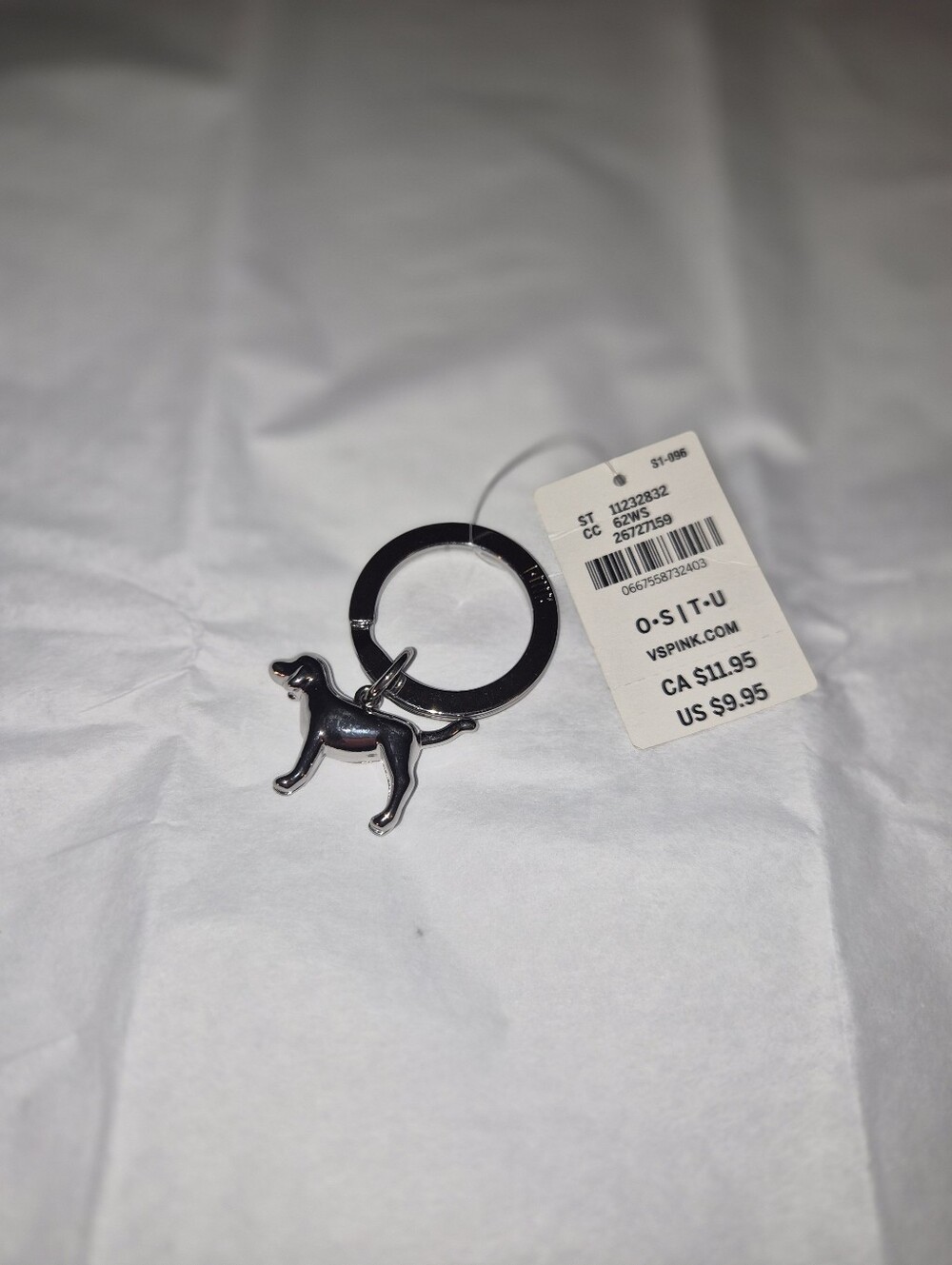 PINK Victoria's Secret Chrome Dog Keyring